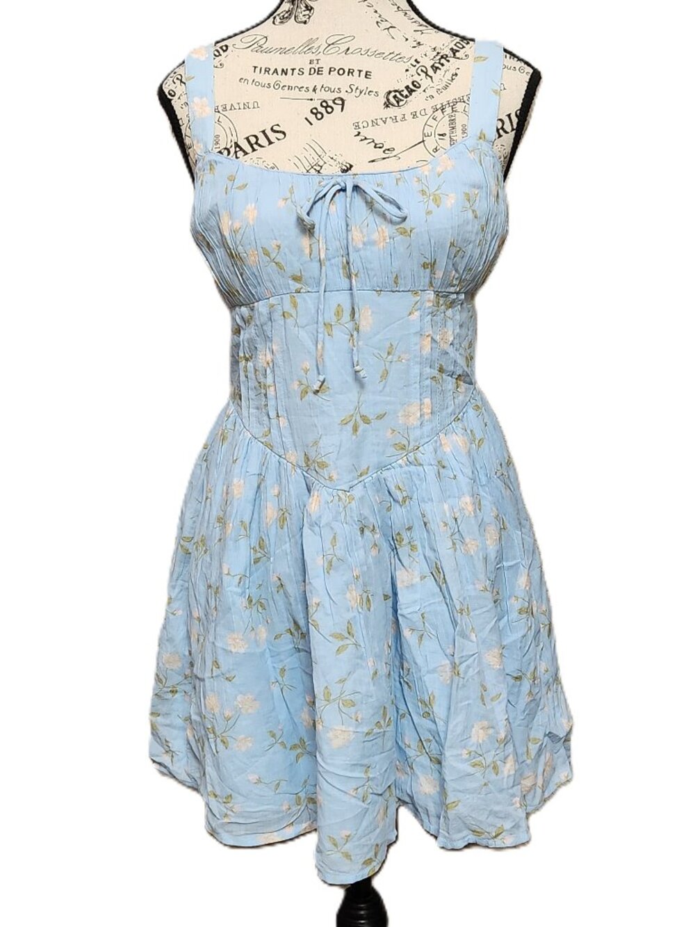 AMERICAN EAGLE Blue Floral Smocked Dress Pockets - Small - NWT NEW
